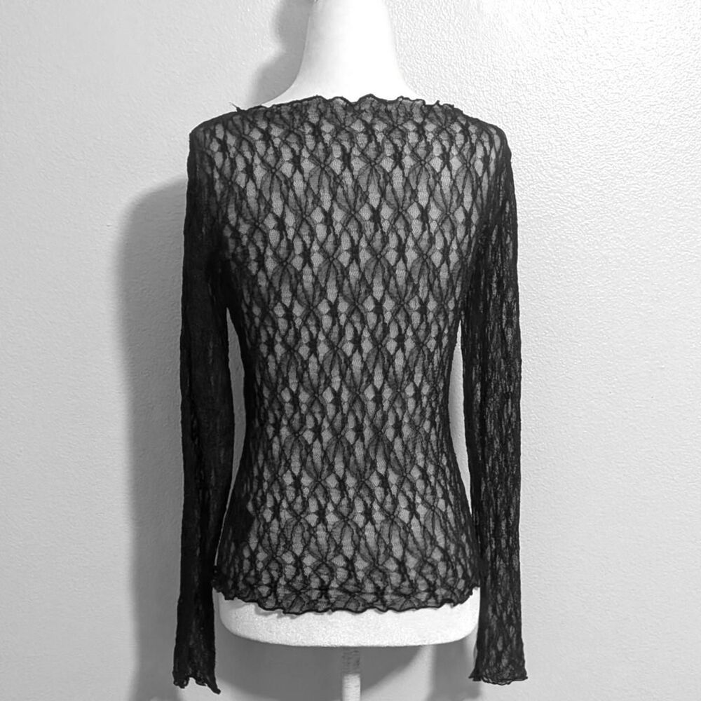 Urban Outfitters Black Gothic Sheer Lace Ruffle Long Sleeve Top | Size M - Picture 4 of 5